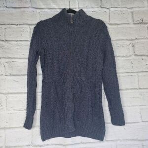 Aran Sweater Market Charcoal Gray Merino Wool Zip Cardigan Womens Small